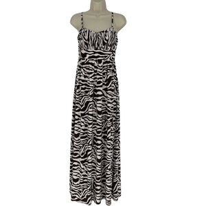 INC Brown and White Zebra Print Sleeveless Maxi Dress Size S